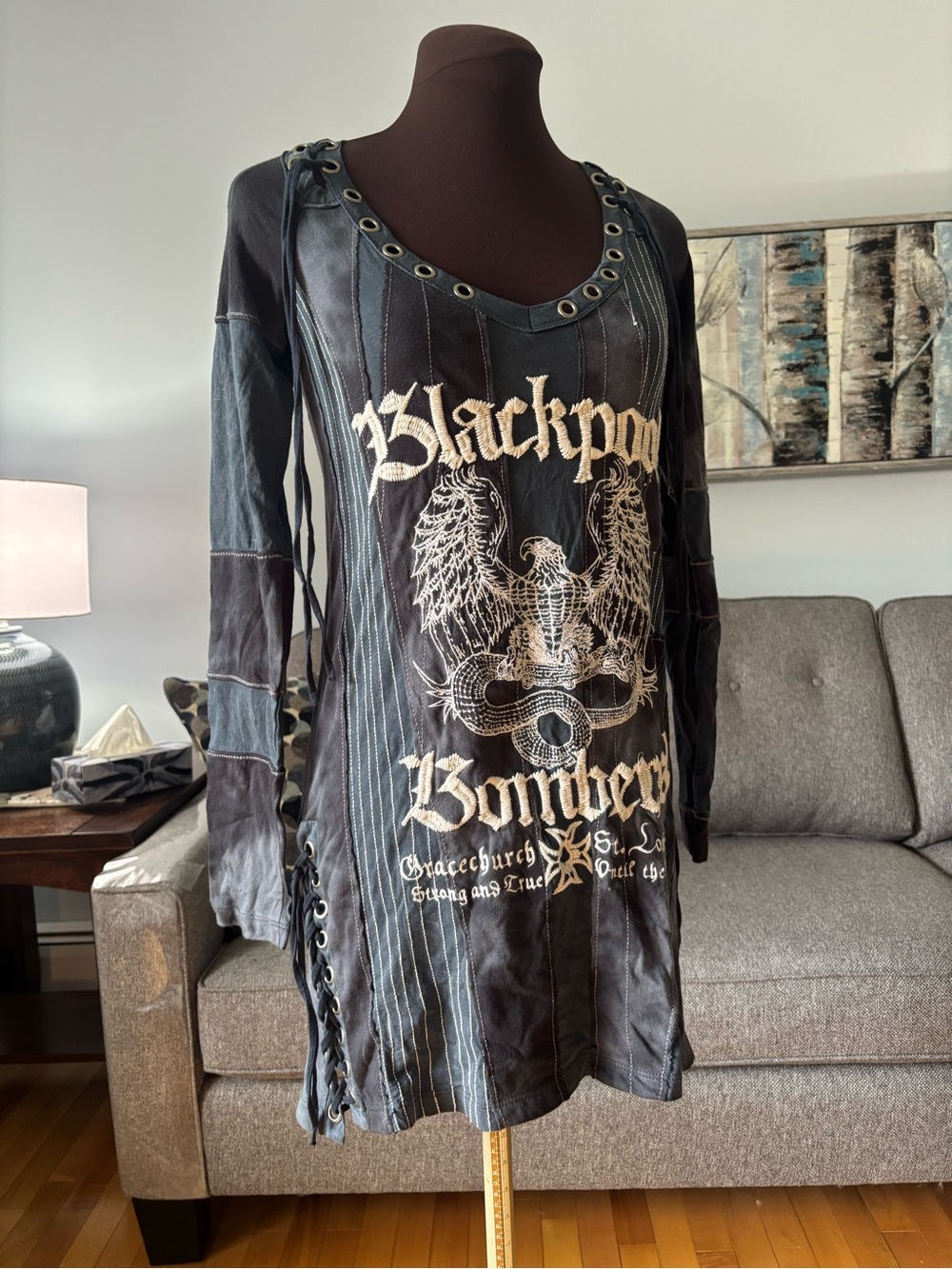 Salvage Black Lace-Up Eyelet Dress